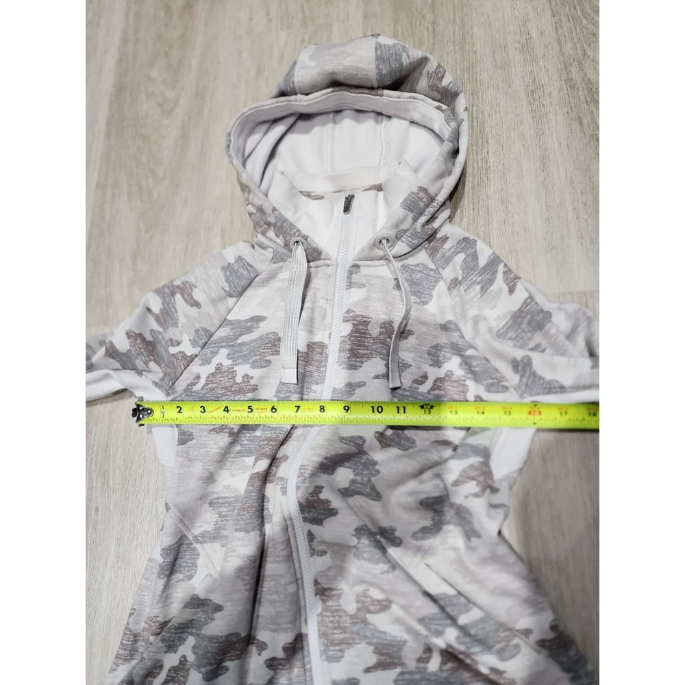 ATHLETA Camo Full Zip Hoodie Athletic Top Thumbholes Size M Gray White Used - Picture 6 of 10